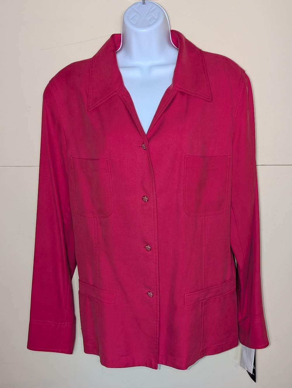 NWT Dana B + Karen Silk Overshirt / Shacket in Coral Pink